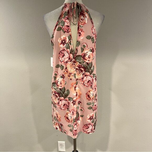 Charlotte Russe Pink and Green Floral halter mini Dress size small - Picture 5 of 11